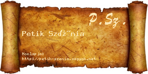 Petik Szénia névjegykártya